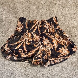 Free People Movement Black and Brown Floral High Waist Shorts